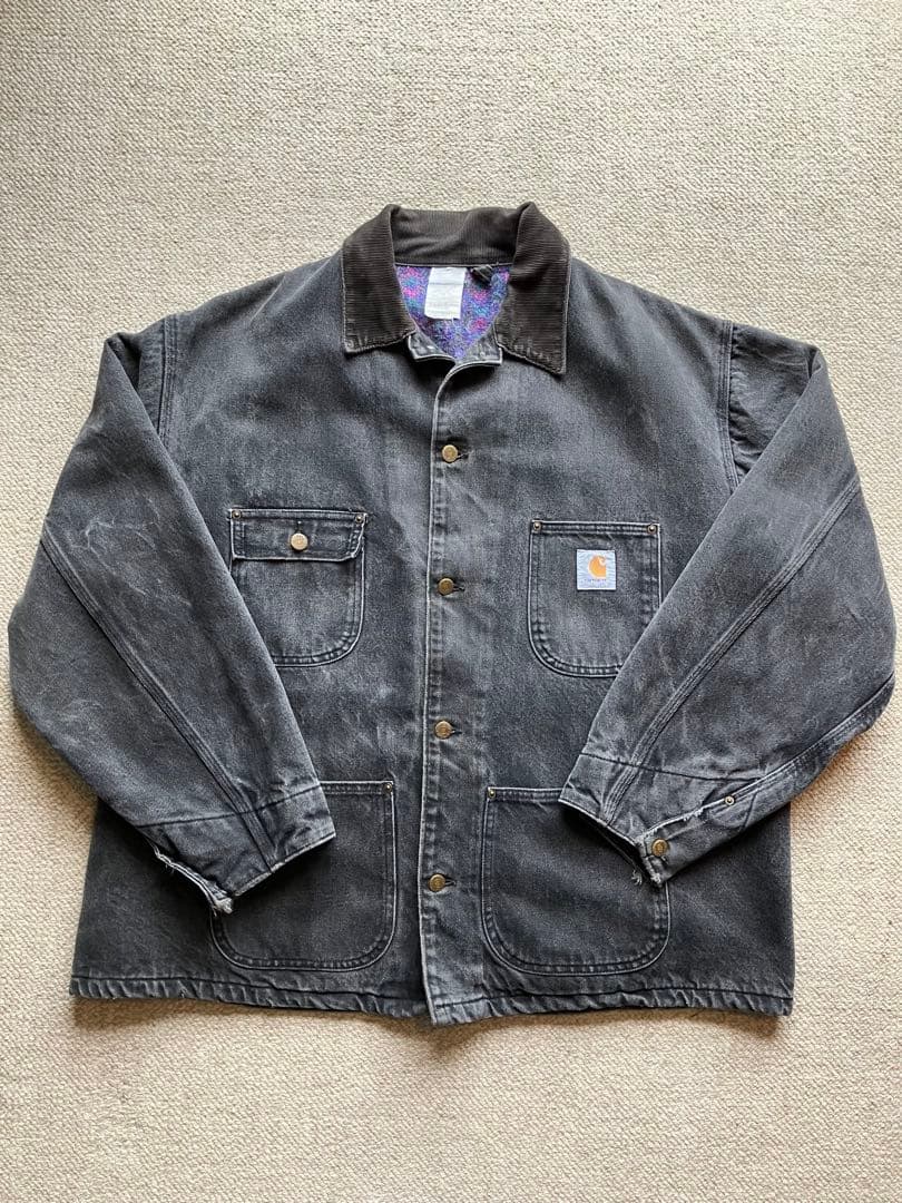 90s USA製 カーハート South Westブラックデニム チョアコート
