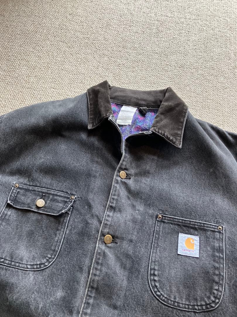 90s USA製 カーハート South Westブラックデニム チョアコート