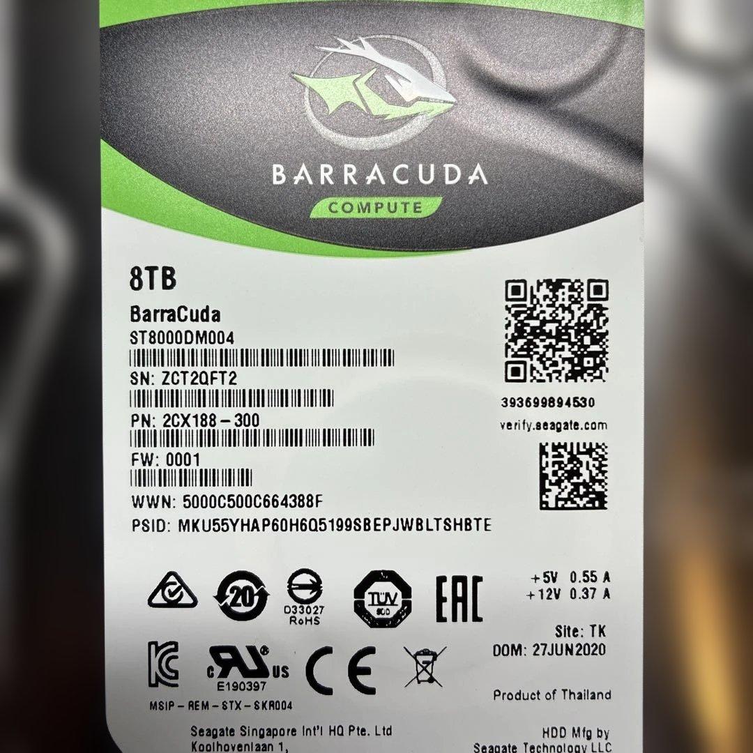 新品箱なし 8TB HDD SEAGATE BARRACUDA ①