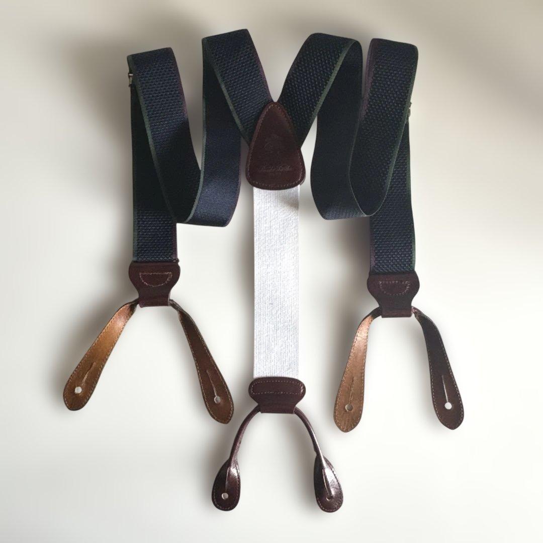 【美品】ブルックスブラザーズ　Y字型サスペンダー　イギリス製