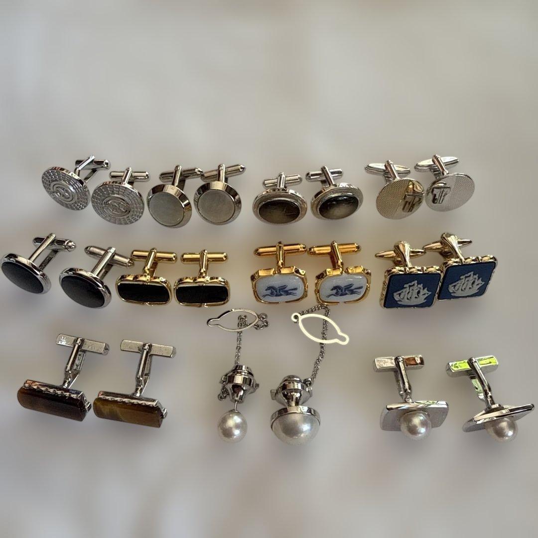 カフスボタン　タイピン　真珠　純銀　ブランド　まとめ売り　12個セット