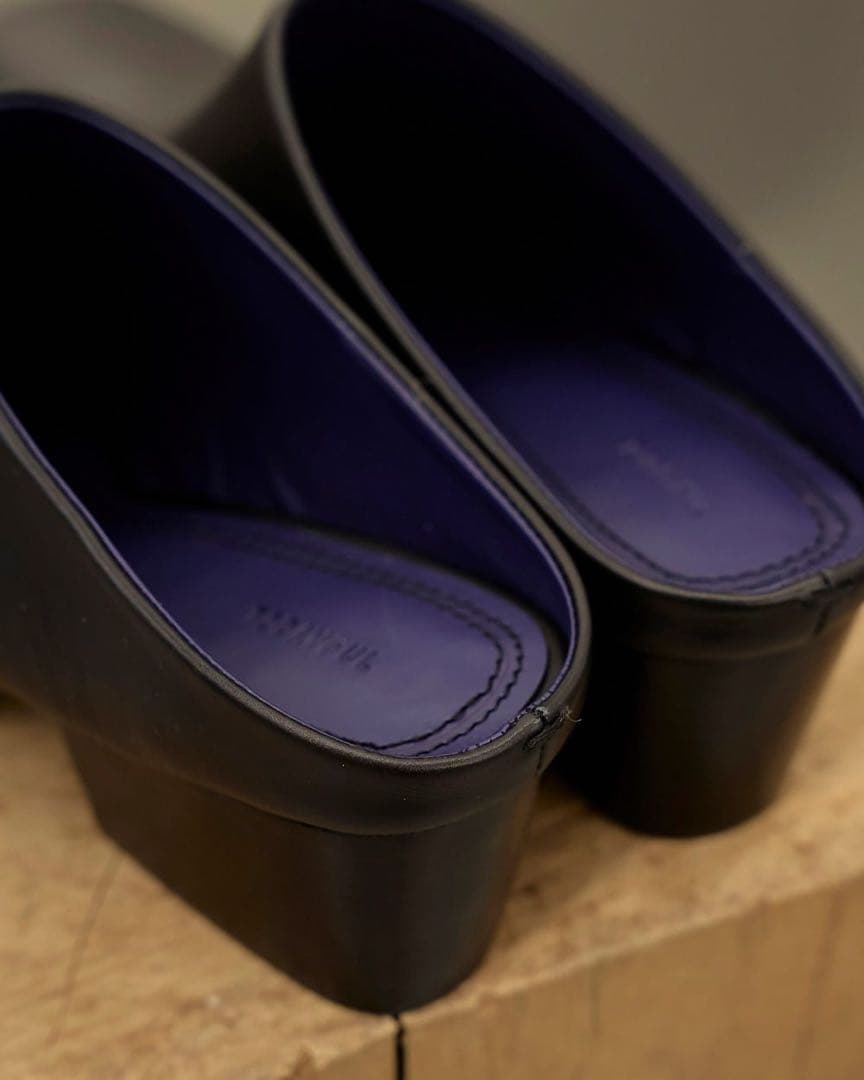 todayfulトゥデイフルSquaretoe Leather Sabot