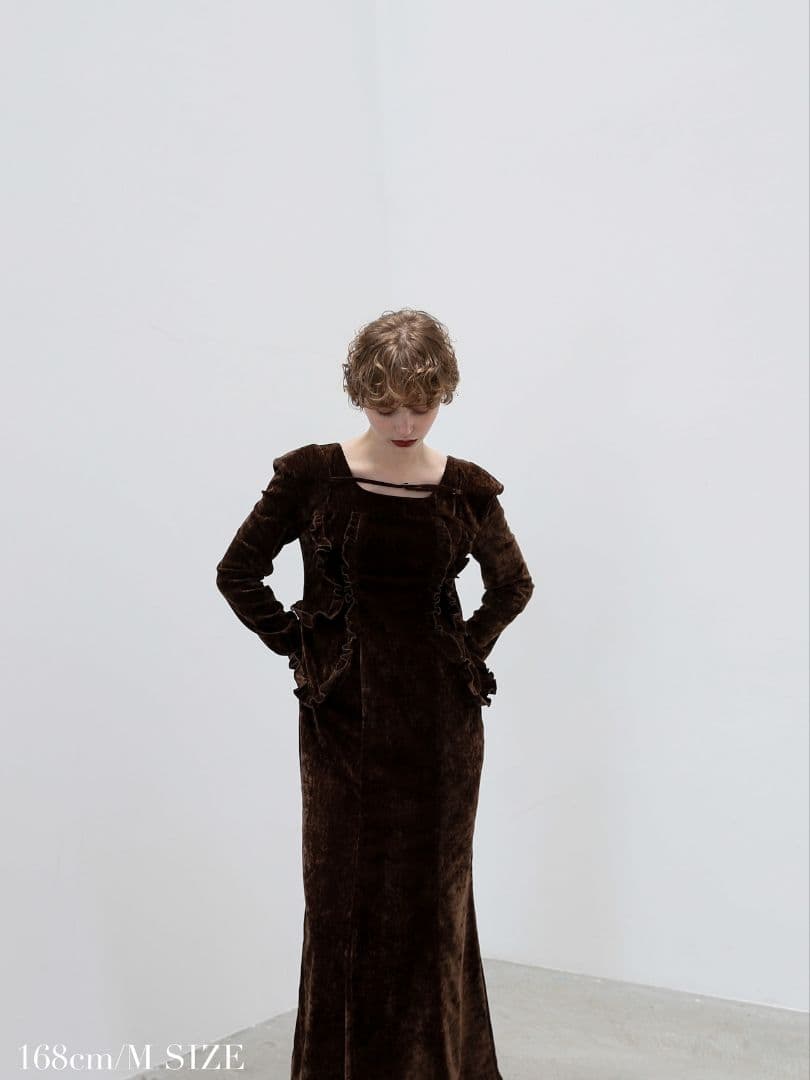 スーツ・フォーマル・ドレス belted velour frill onepiece