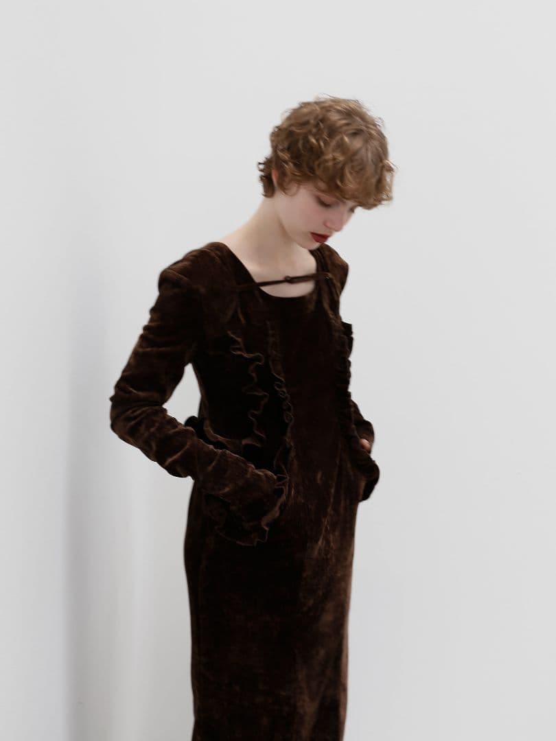 スーツ・フォーマル・ドレス belted velour frill onepiece
