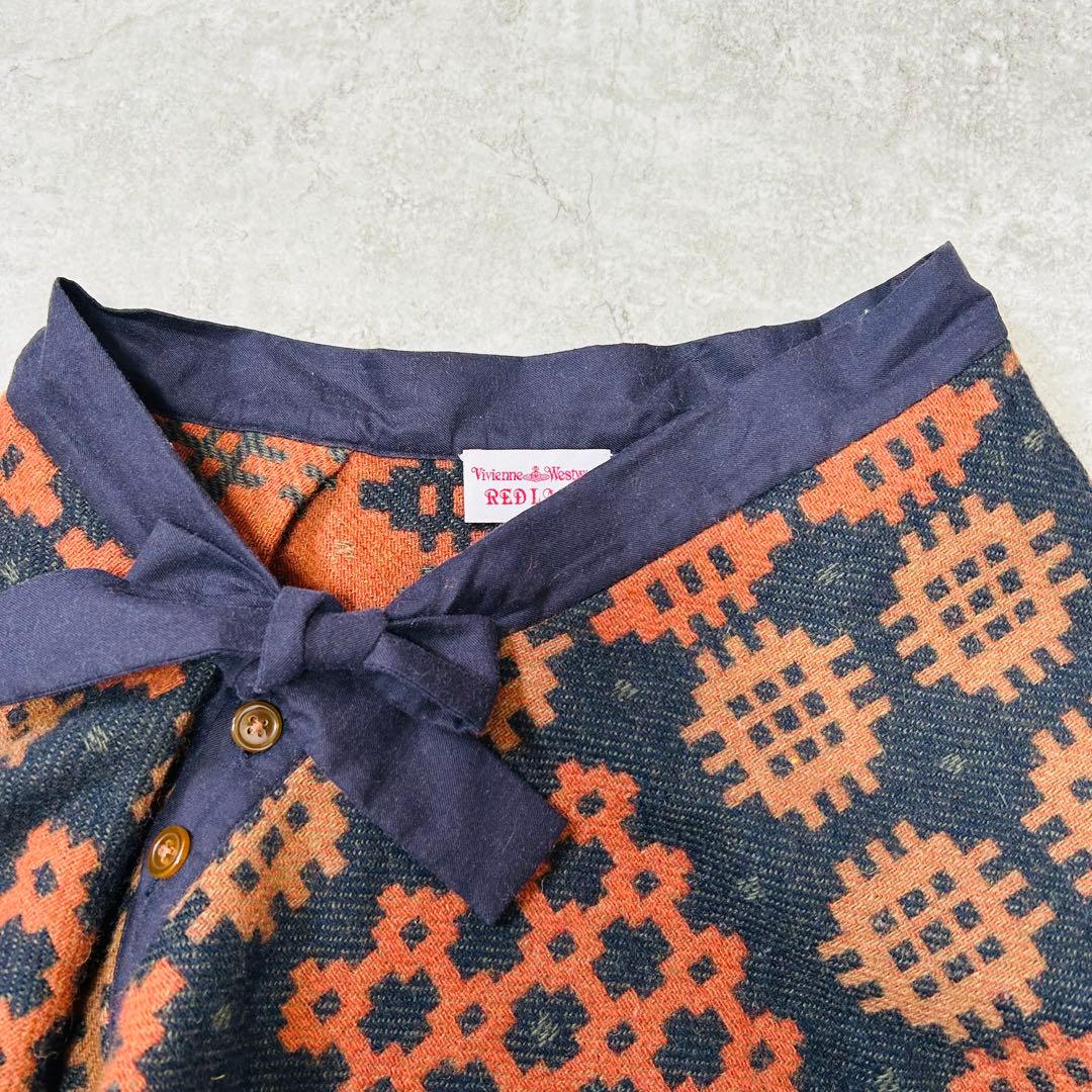 ヴィヴィアンウエストウッド　レッドレーベル　変形スカート　モチーフ　総柄　リボン