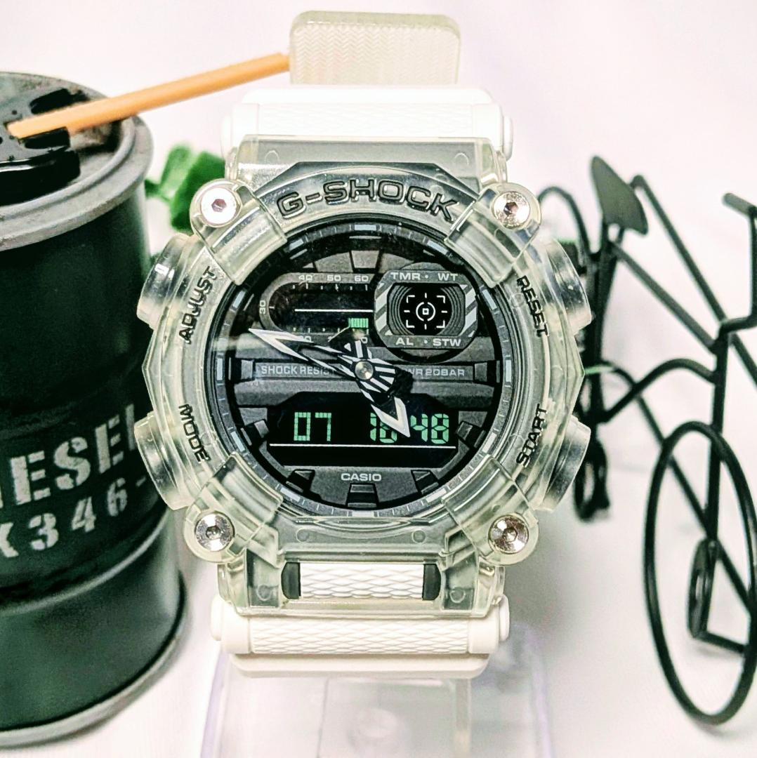 美品 CASIOカシオ腕時計G-SHOCKデジアナ スケルトン 正確性と耐衝撃性