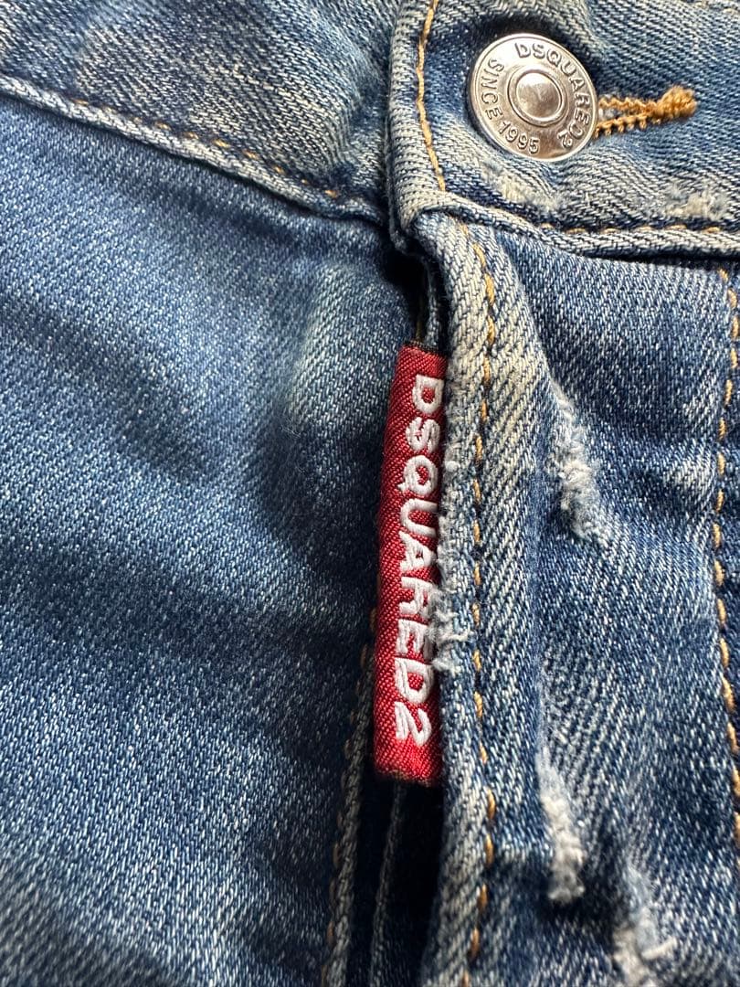 DSQUARED2 ダメージ加工 ブルーデニム スリムフィット　48