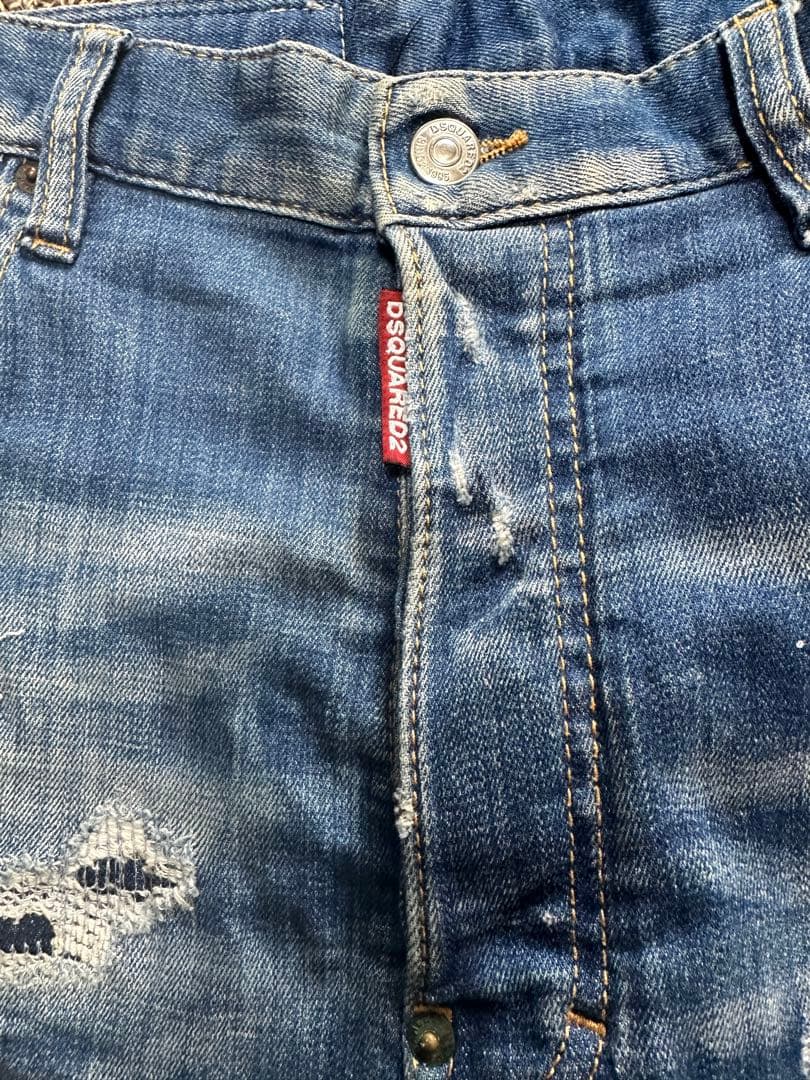 DSQUARED2 ダメージ加工 ブルーデニム スリムフィット　48