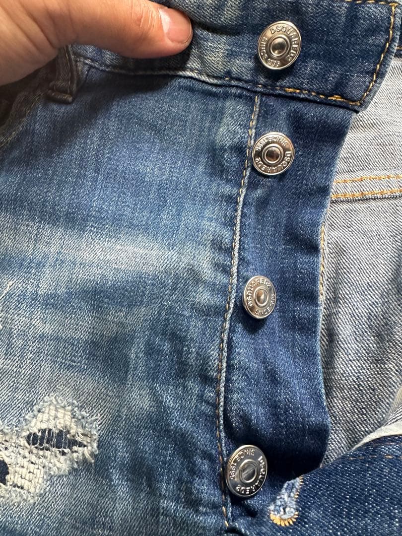 DSQUARED2 ダメージ加工 ブルーデニム スリムフィット　48