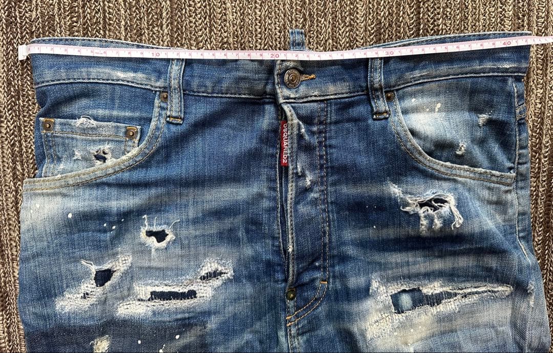 DSQUARED2 ダメージ加工 ブルーデニム スリムフィット　48