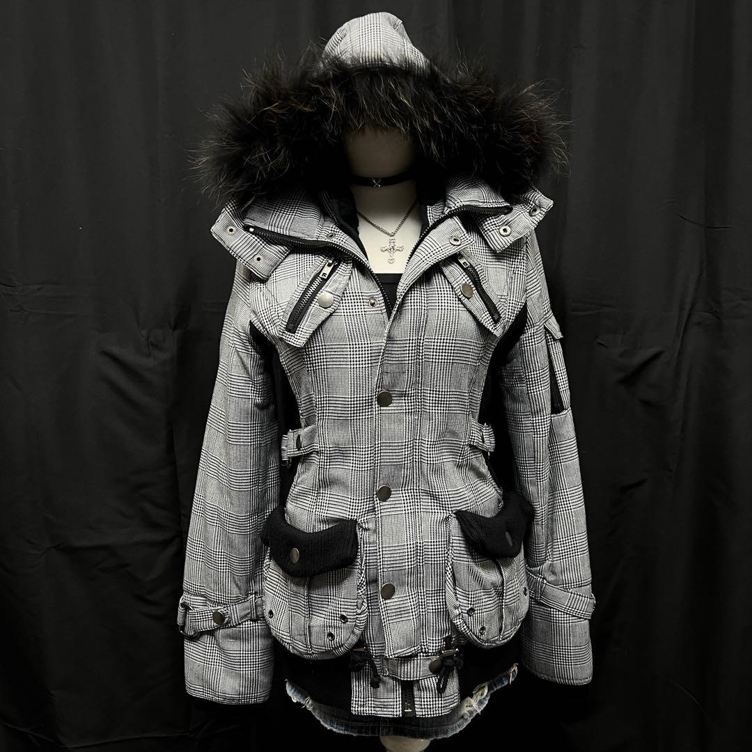 ダークコア　平成ギャル y2k グランジ　ファー　フード　ジャケット　ギミック