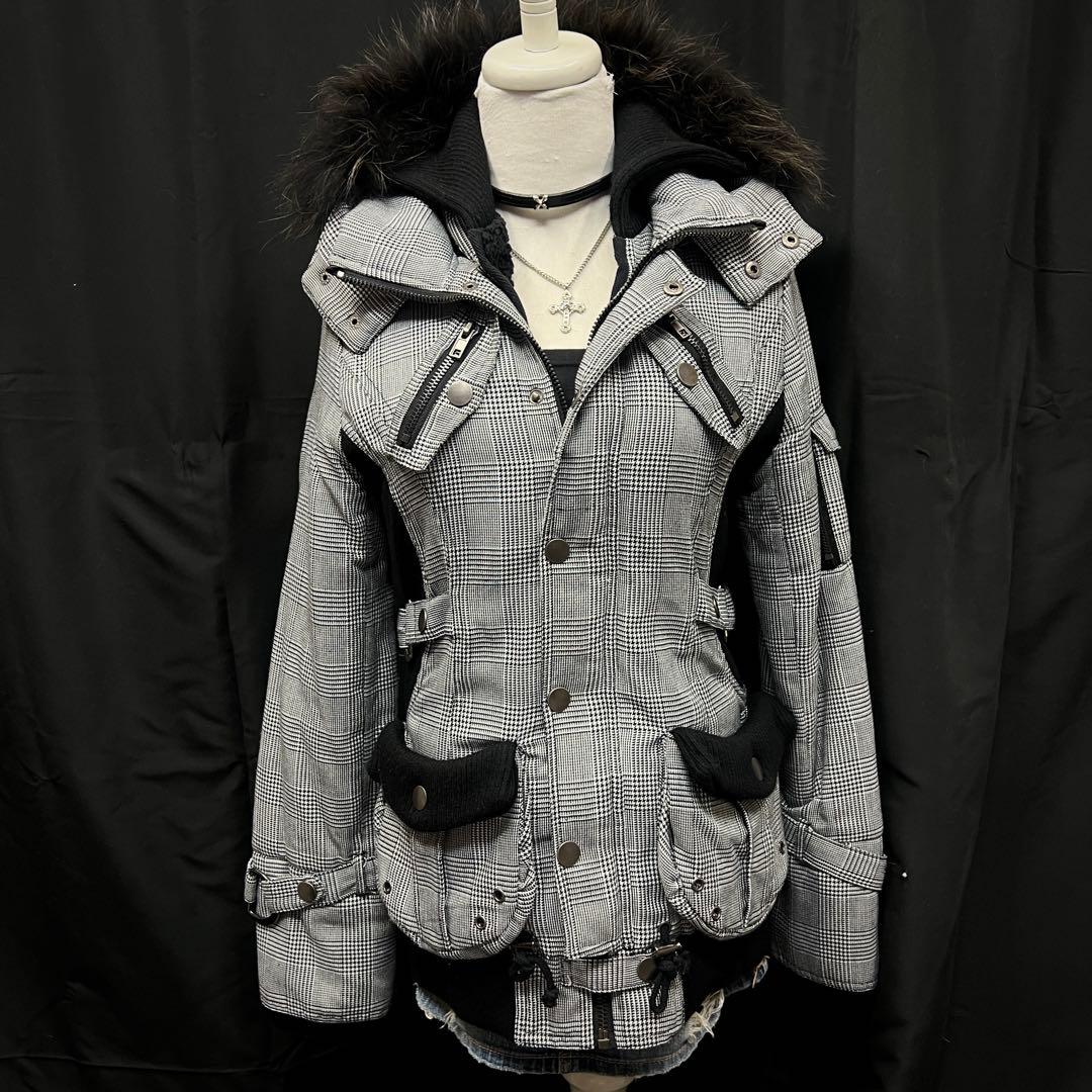 ダークコア　平成ギャル y2k グランジ　ファー　フード　ジャケット　ギミック