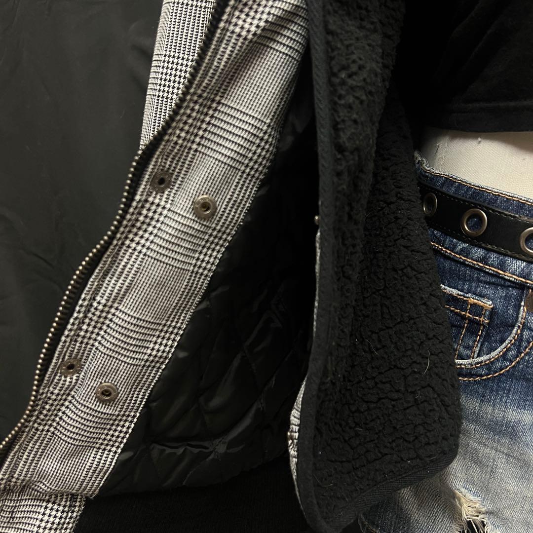 ダークコア　平成ギャル y2k グランジ　ファー　フード　ジャケット　ギミック