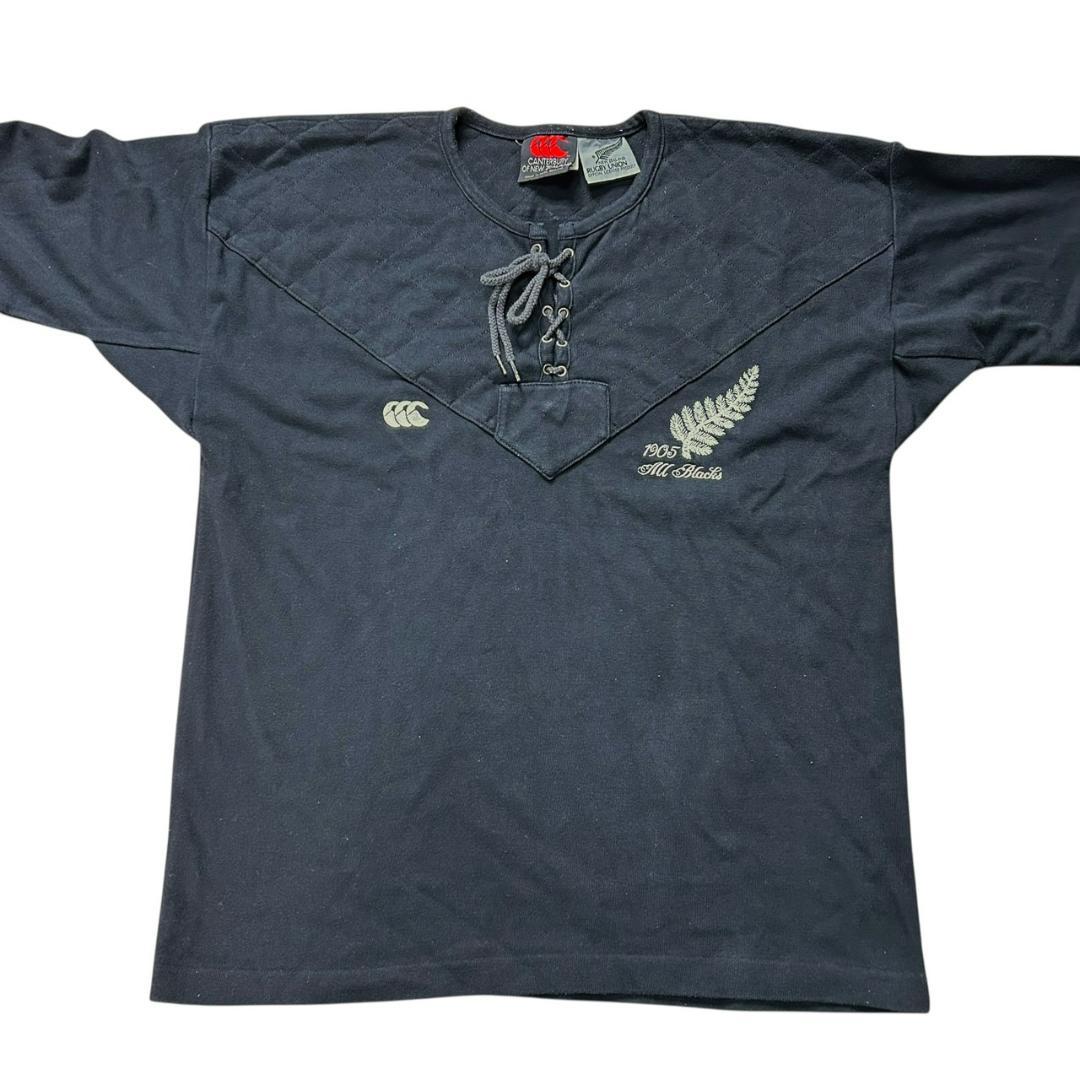 貴重 90s カンタベリー オールブラックス　レースアップ　ラガーシャツ　M　黒