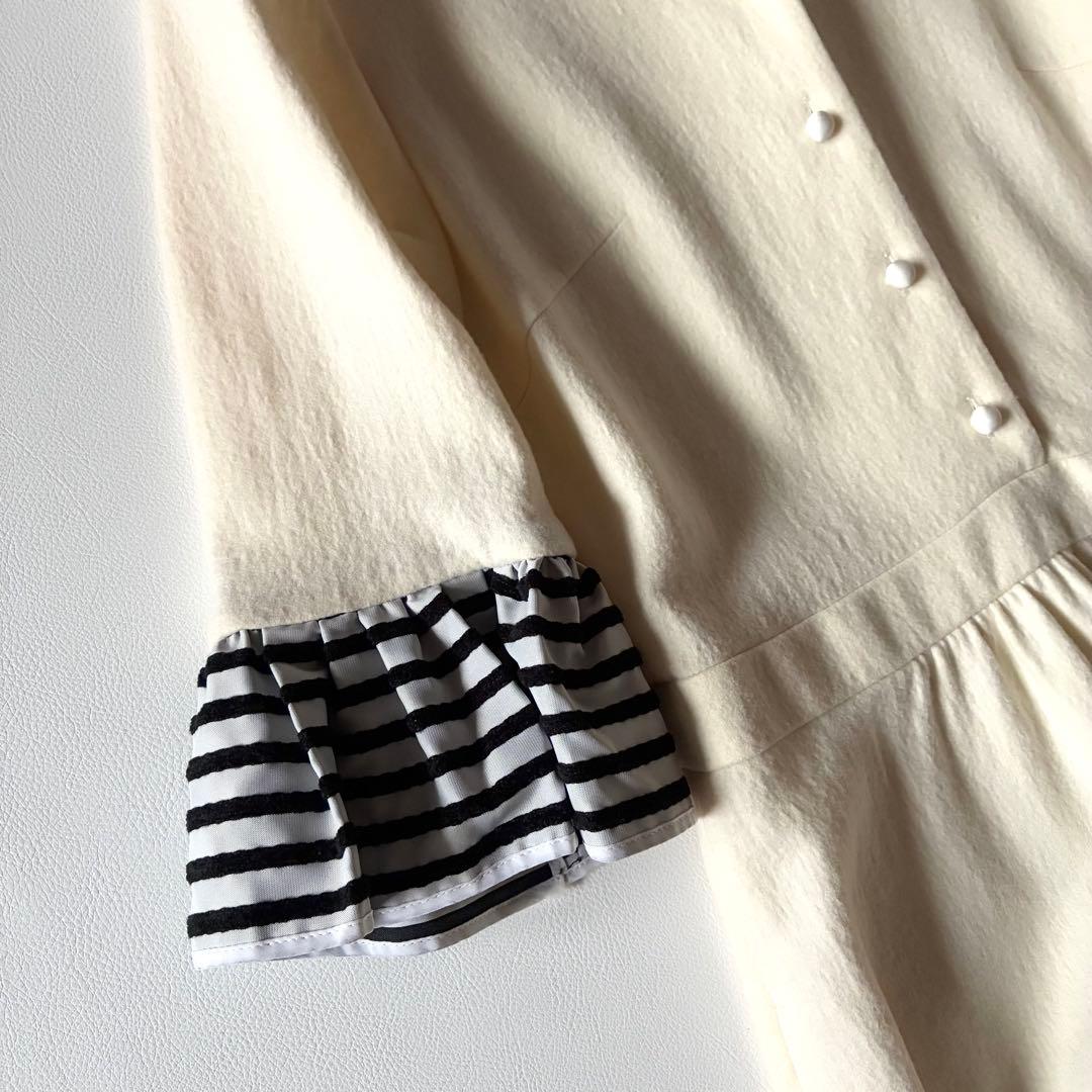 ボーダーズアットバルコニー　ティアードドレス　ワンピース　ウール　フリル袖　36