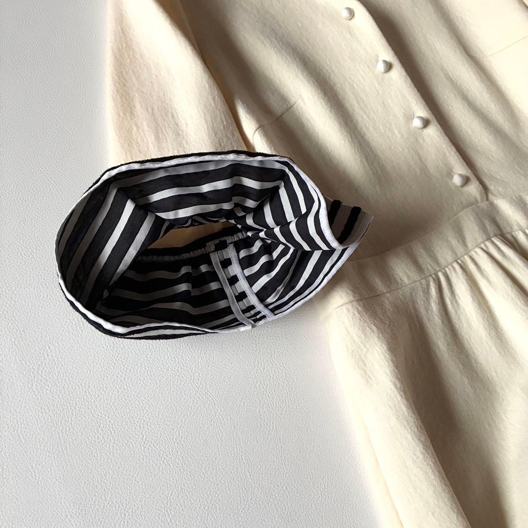 ボーダーズアットバルコニー　ティアードドレス　ワンピース　ウール　フリル袖　36