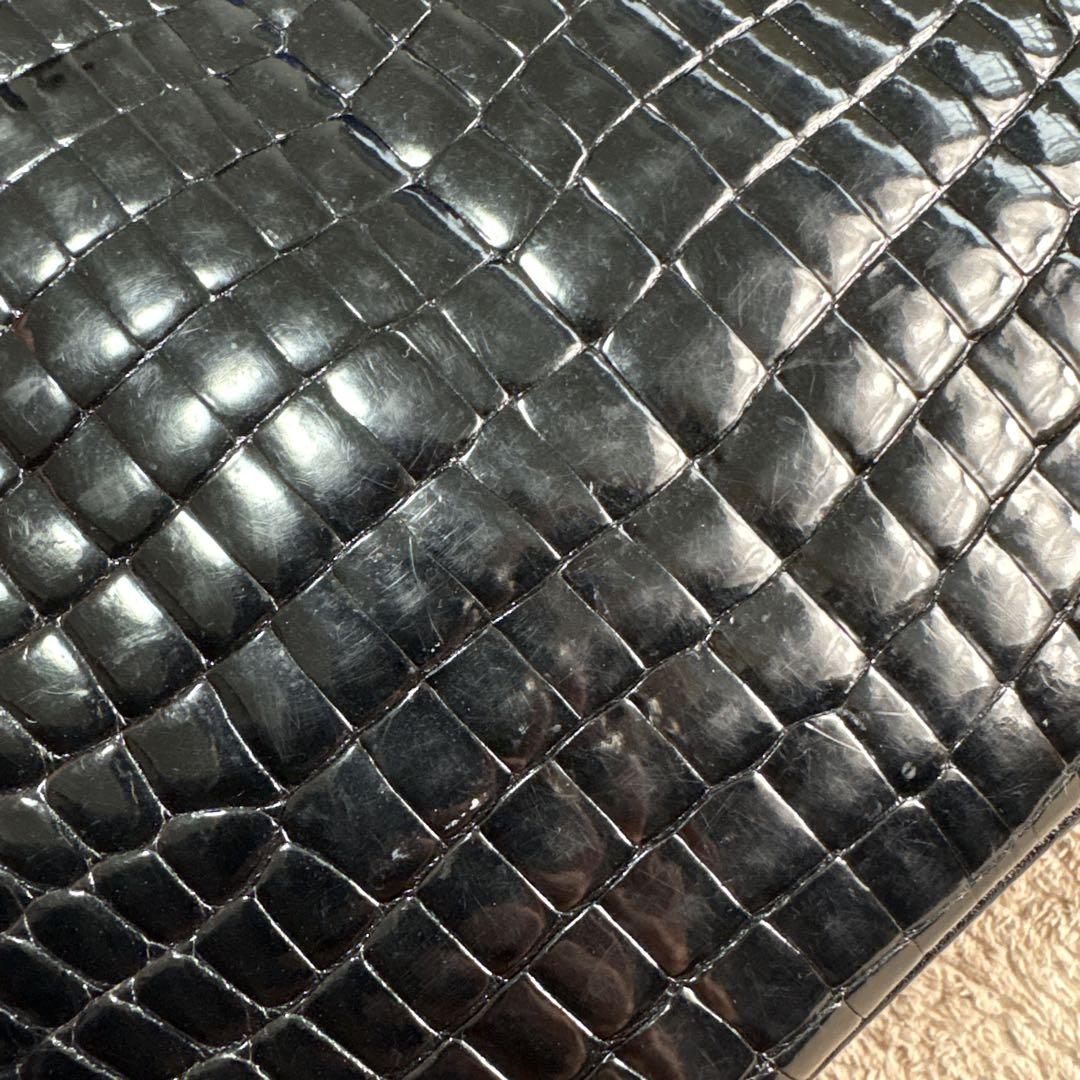 美品 シャイニング クロコダイル レザー ハンドバッグ　センター取り　ミニトート