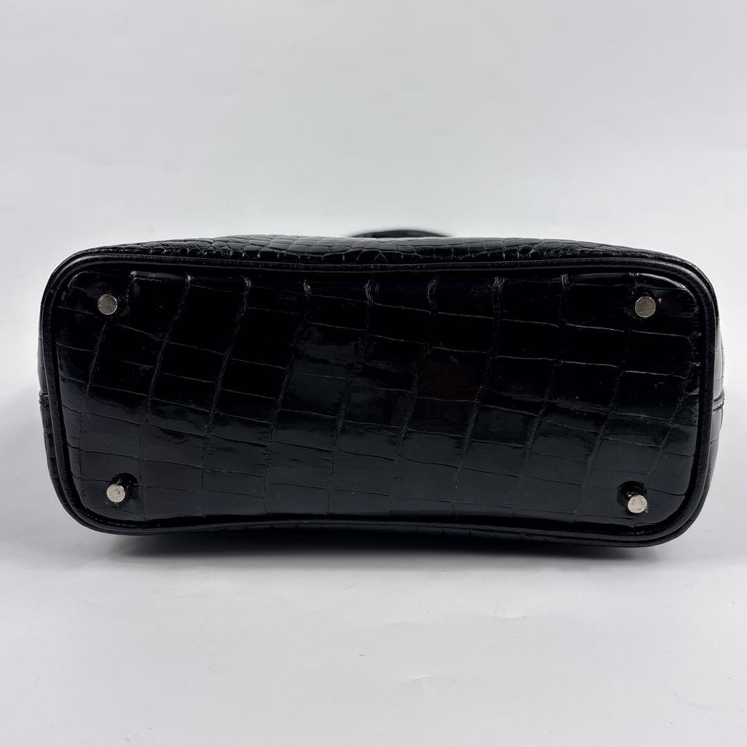 美品 シャイニング クロコダイル レザー ハンドバッグ　センター取り　ミニトート