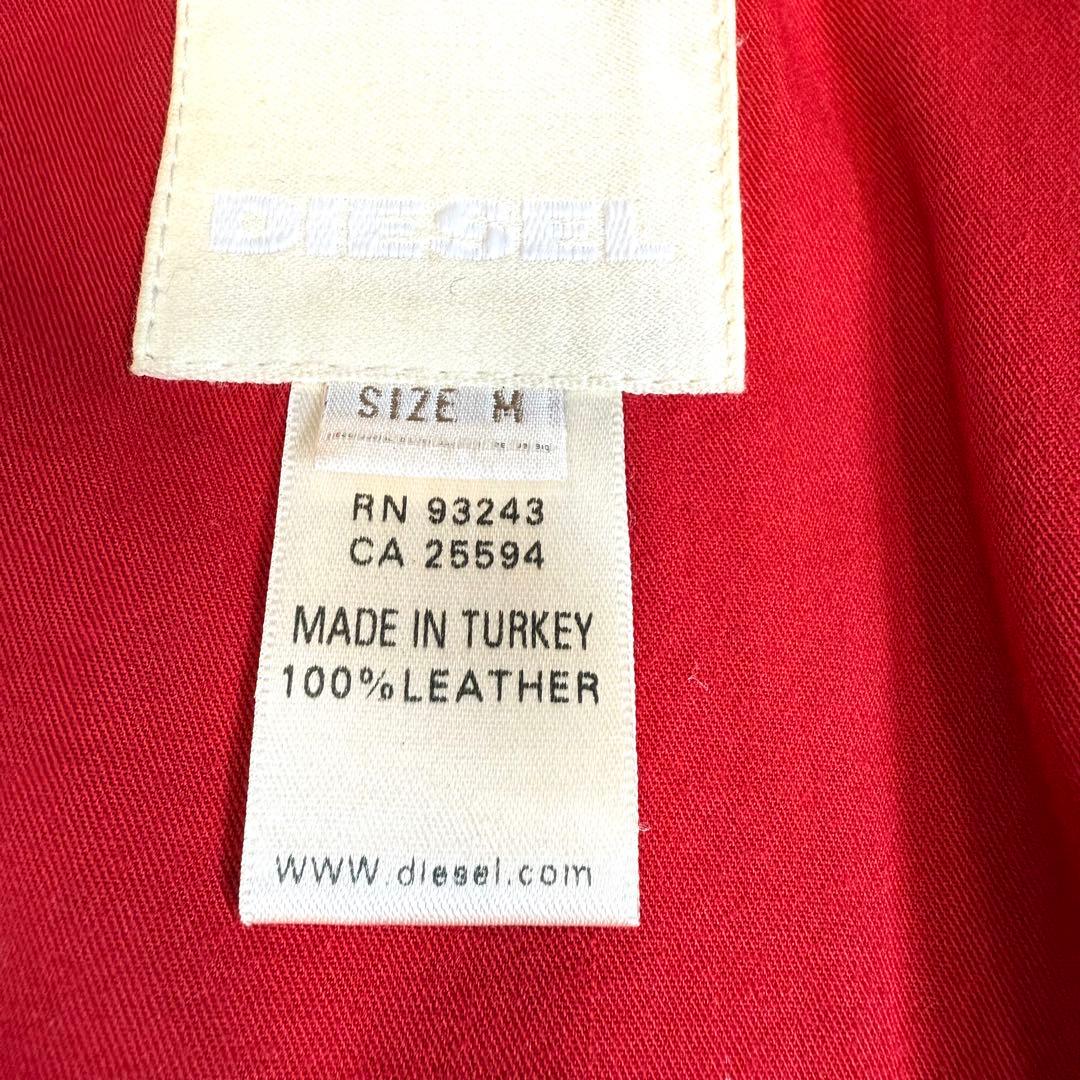 ディーゼル DIESEL 本革 レザージャケット ブルゾン ロゴ刺繍 M