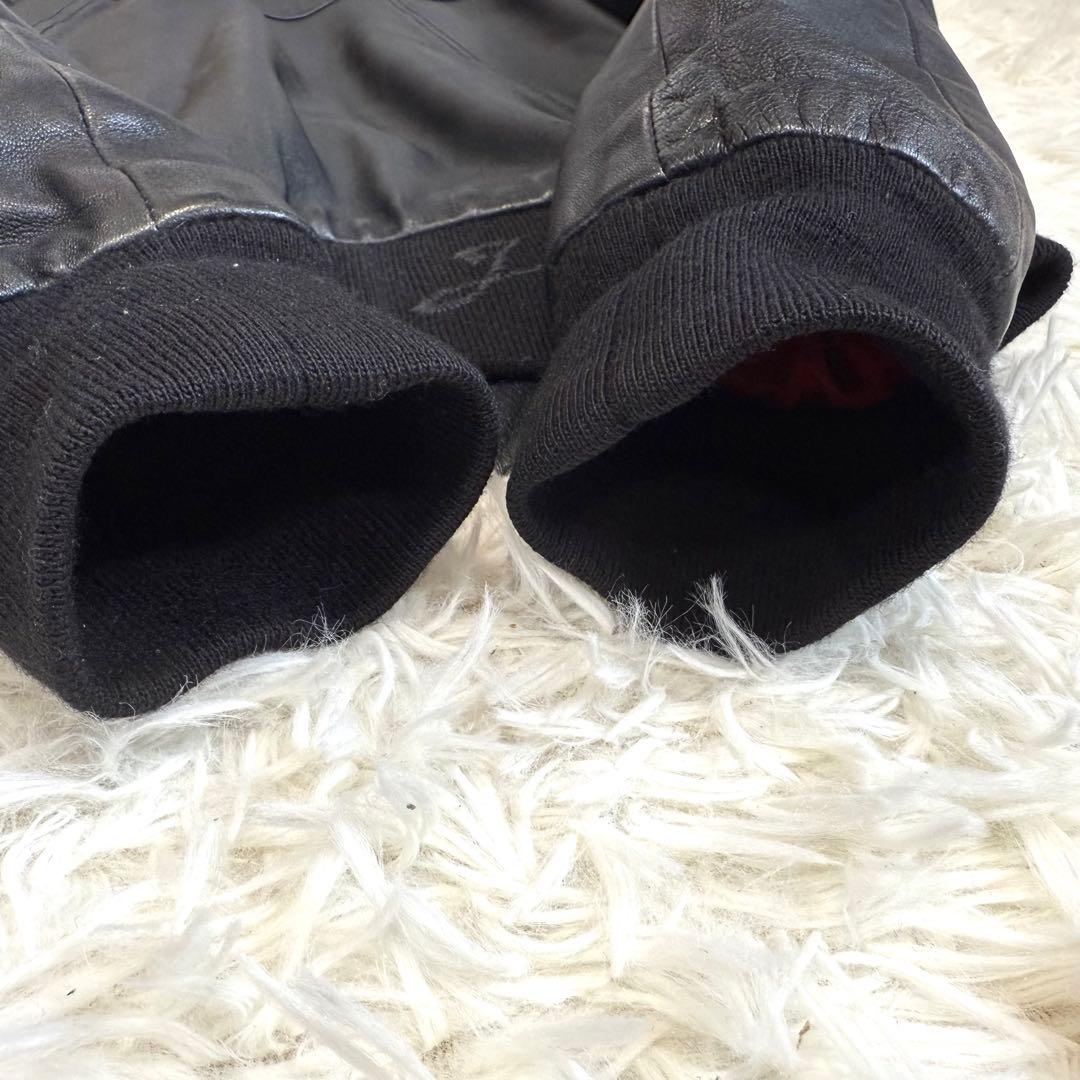 ディーゼル DIESEL 本革 レザージャケット ブルゾン ロゴ刺繍 M