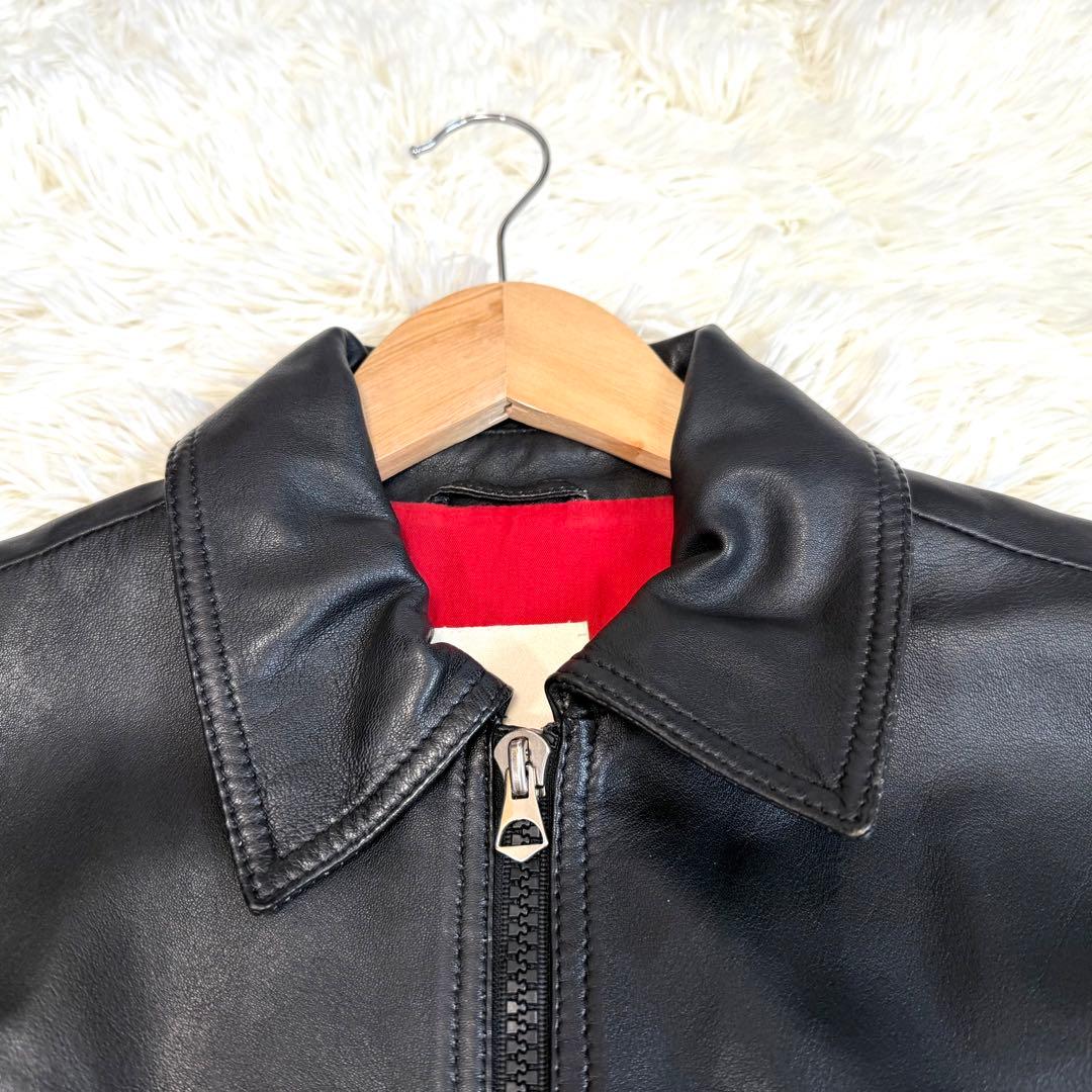ディーゼル DIESEL 本革 レザージャケット ブルゾン ロゴ刺繍 M