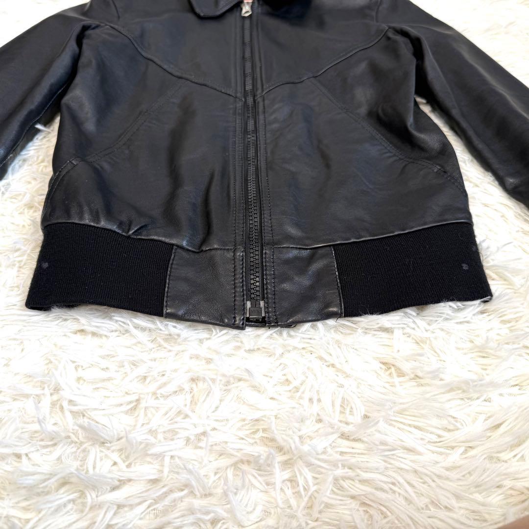 ディーゼル DIESEL 本革 レザージャケット ブルゾン ロゴ刺繍 M