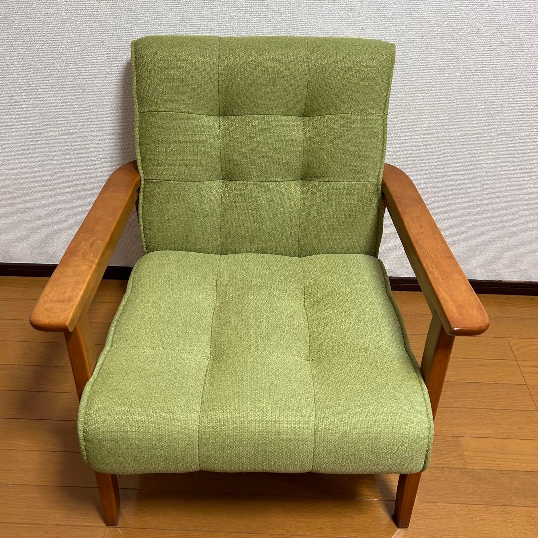 【極美品✨】　１人掛けソファ　グリーン　カーキ　カリモク風ソファ