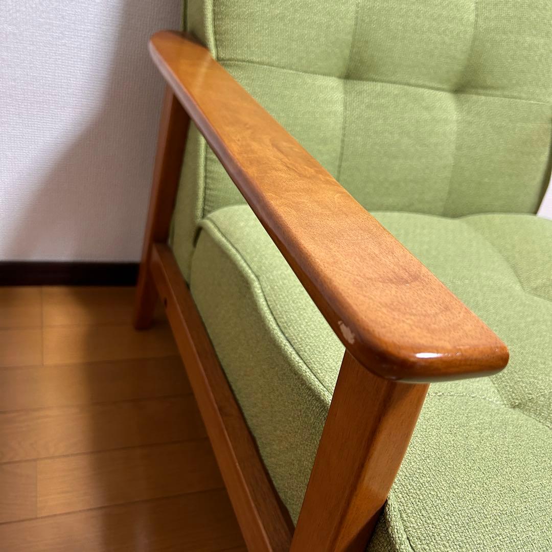 【極美品✨】　１人掛けソファ　グリーン　カーキ　カリモク風ソファ