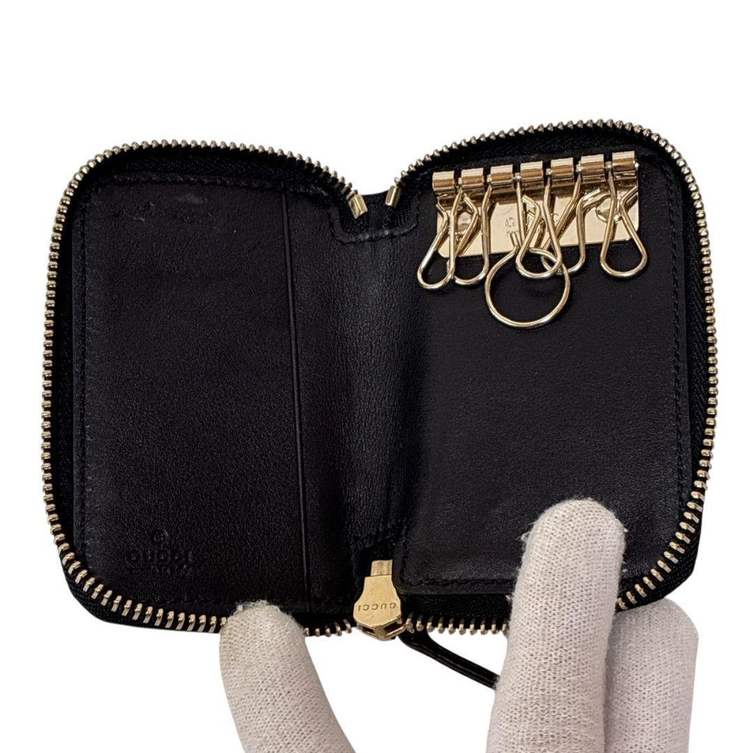 【美品】GUCCI グッチ 6連キーケース マイクログッチシマ 鍵 カード 黒