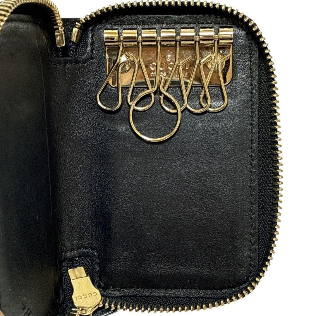 【美品】GUCCI グッチ 6連キーケース マイクログッチシマ 鍵 カード 黒