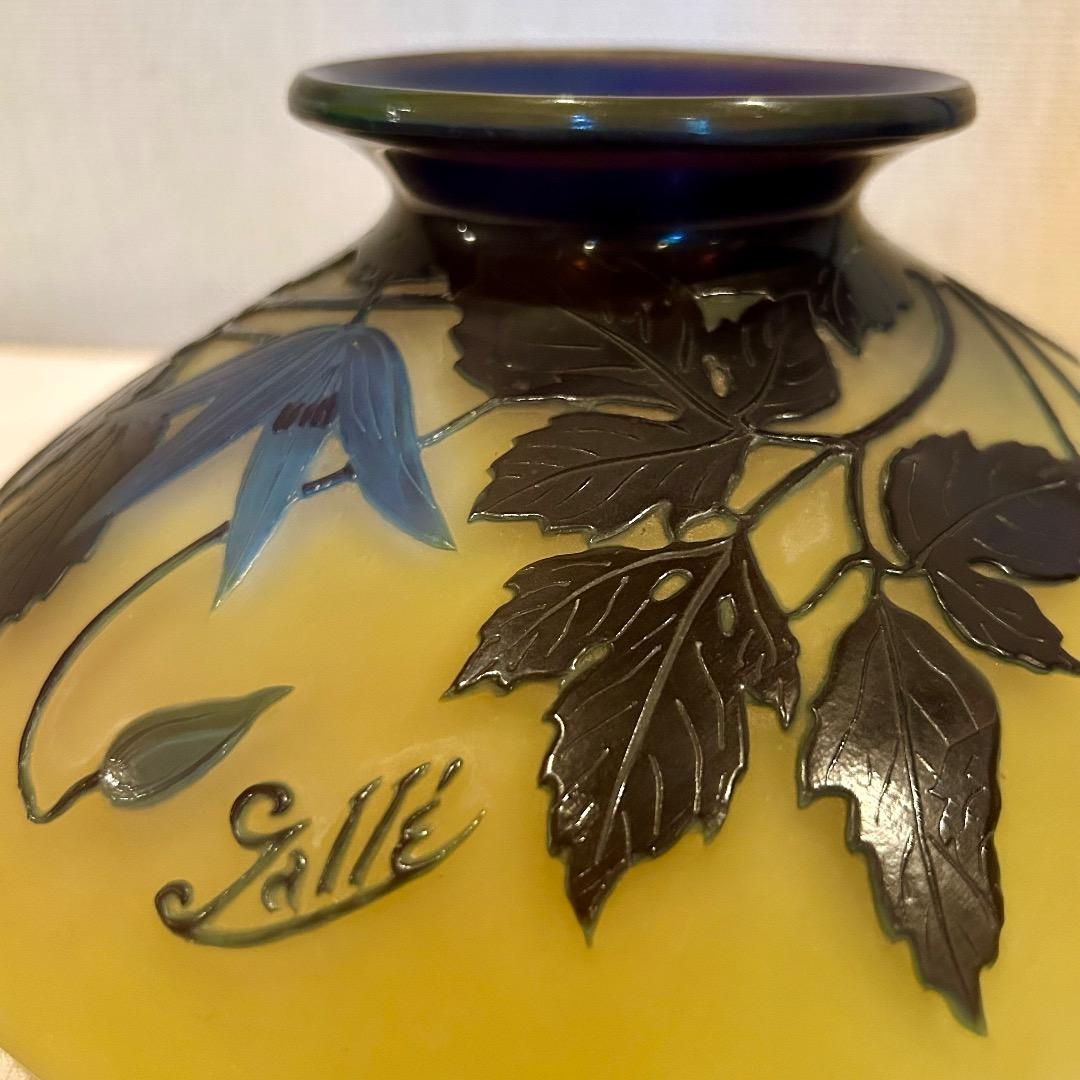 CONTI品　エミール ガレ Galle サイン入り ガラス 花瓶 骨董