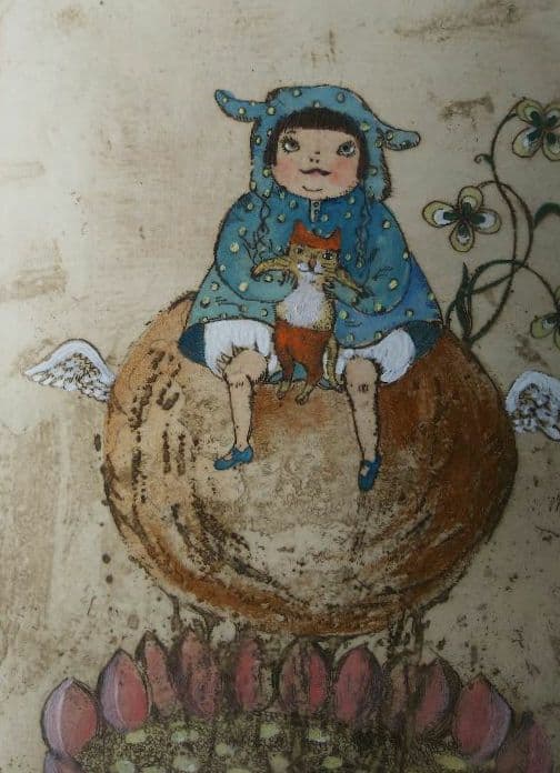 鷹塀三奈銅版画★「月の子」1／30