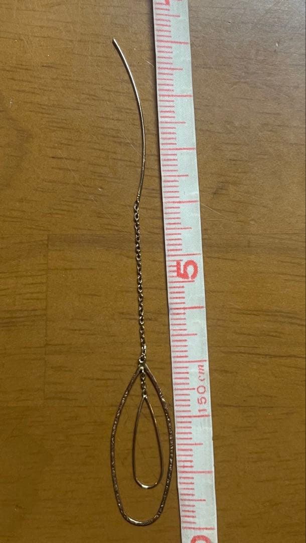 18金ゴールド 2連ドロップ型イヤリング　片耳