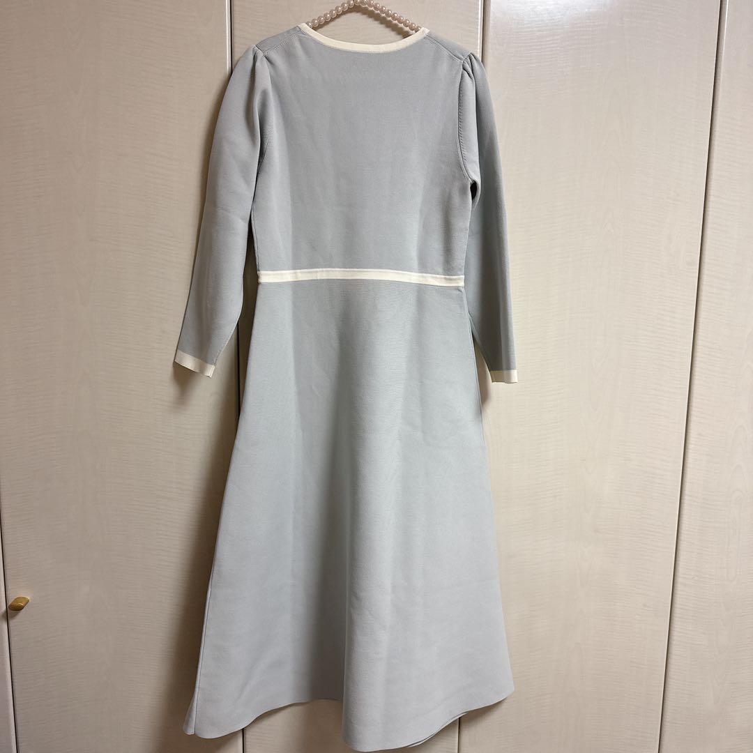 美品♡配色パイピングリボンニットワンピース