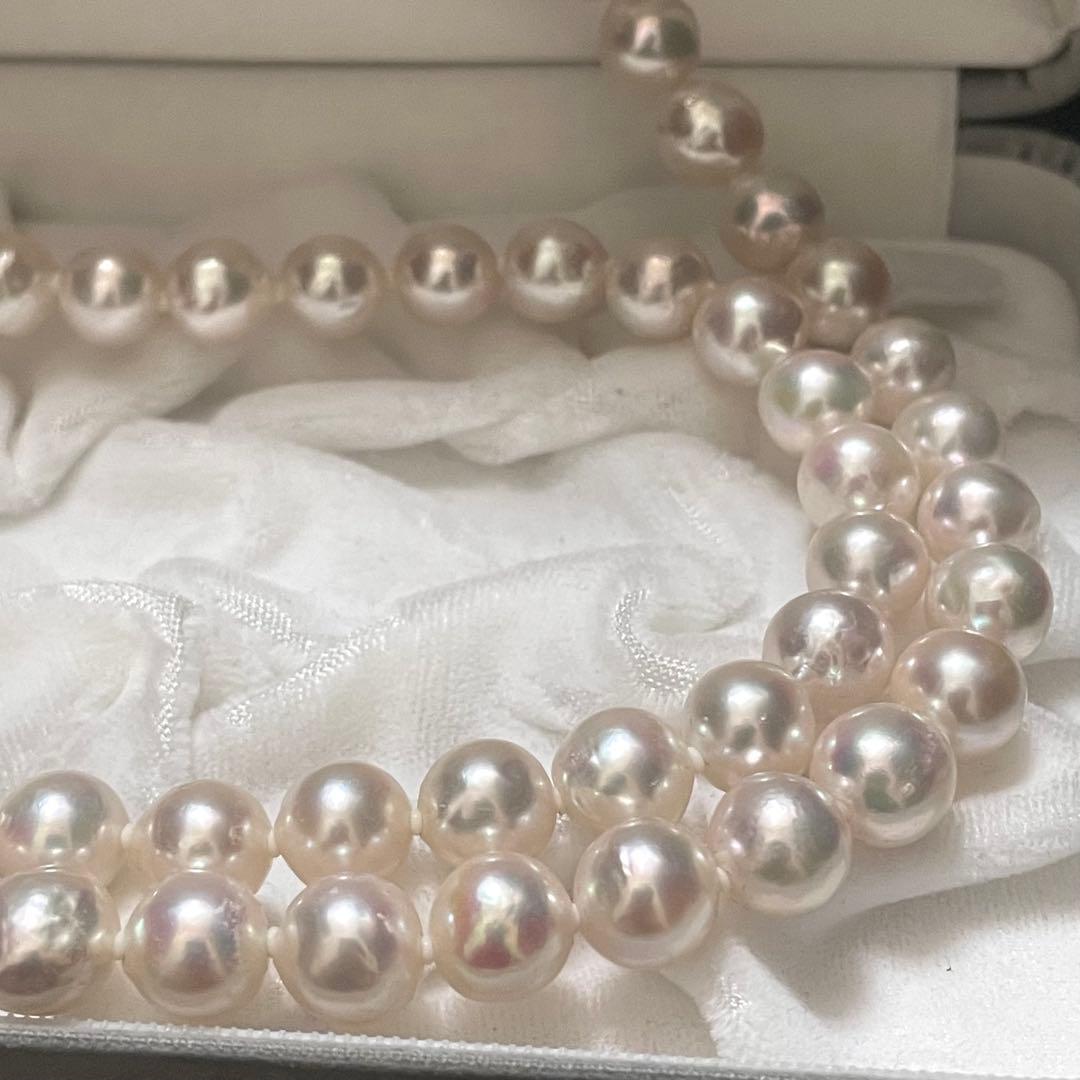 【超大珠✨テリ強】 あこや本真珠 ロングネックレス 9.0-9.5 2連 パール