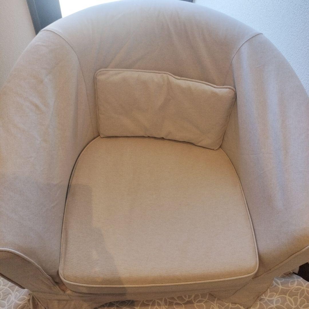 IKEA　ベージュ 布製ラウンド型1人掛けソファ