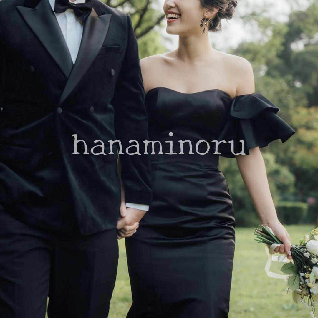披露宴　結婚式　ドレス　前撮り　黒　パーティー　街撮り　二次会　お色直し　秋婚