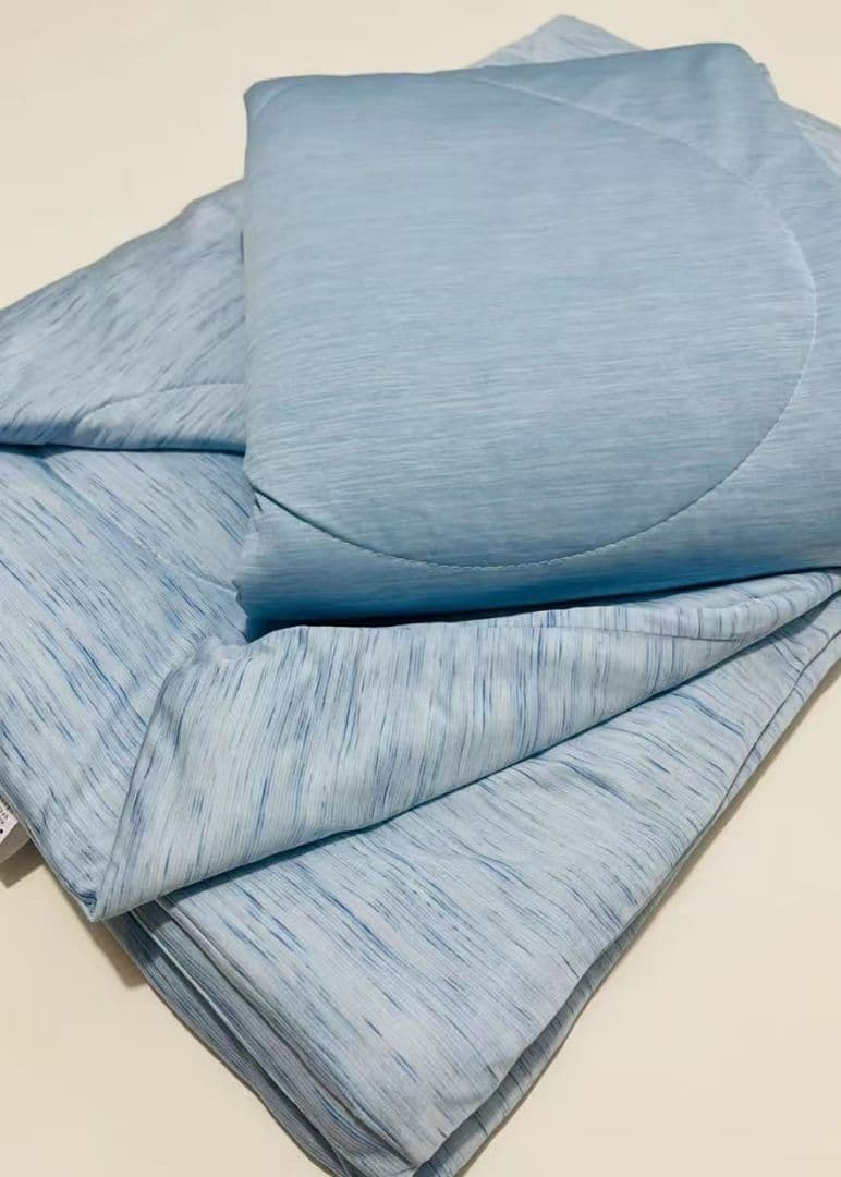 水色 ストライプ 敷きパッド ポリエステル