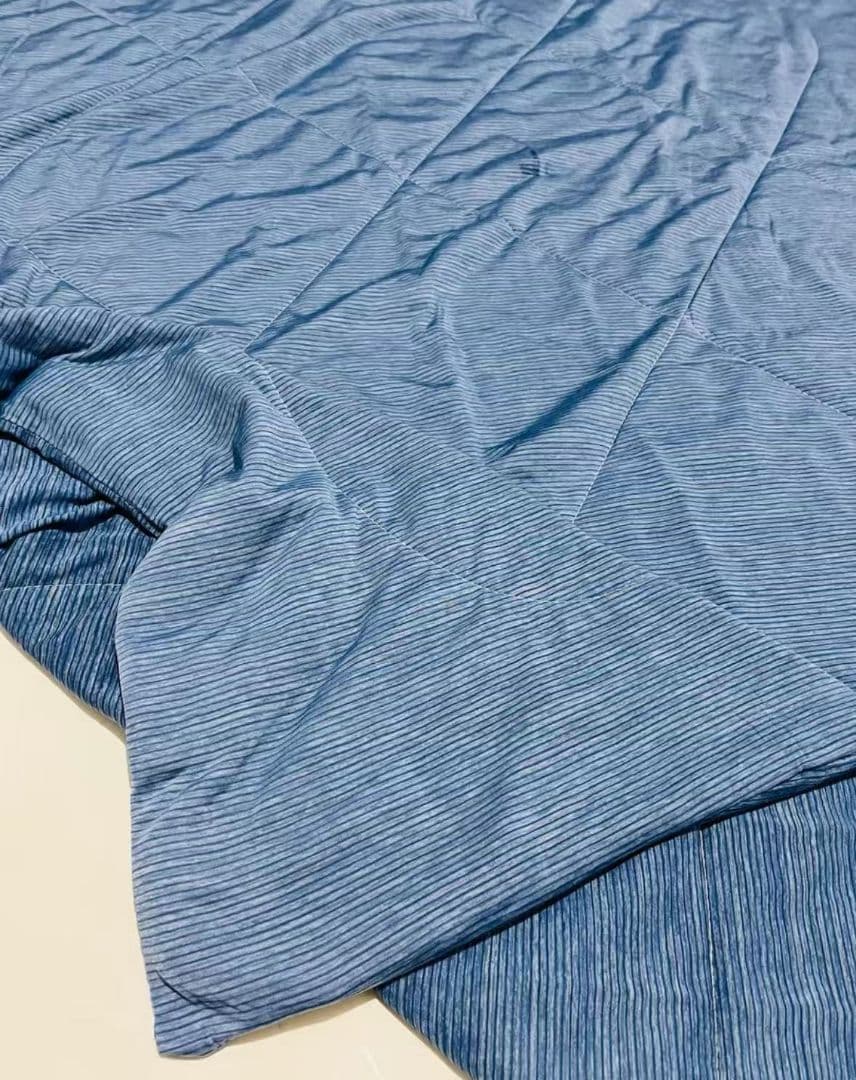 水色 ストライプ 敷きパッド ポリエステル