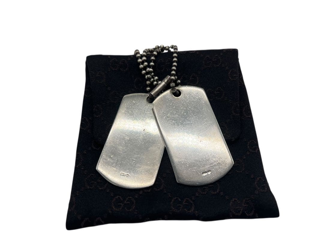 GUCCI ドッグタグ メタル製 専用ポーチ付 silver925