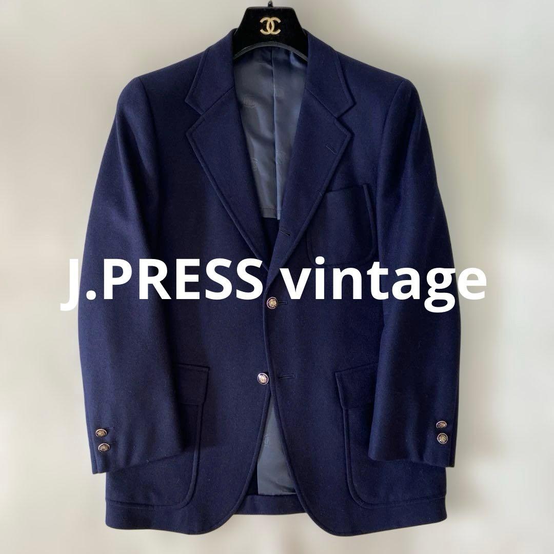 美品J.PRESS ジェイプレス　ブレザー　紺ブレ　ロゴ金ボタン　3B ネイビー