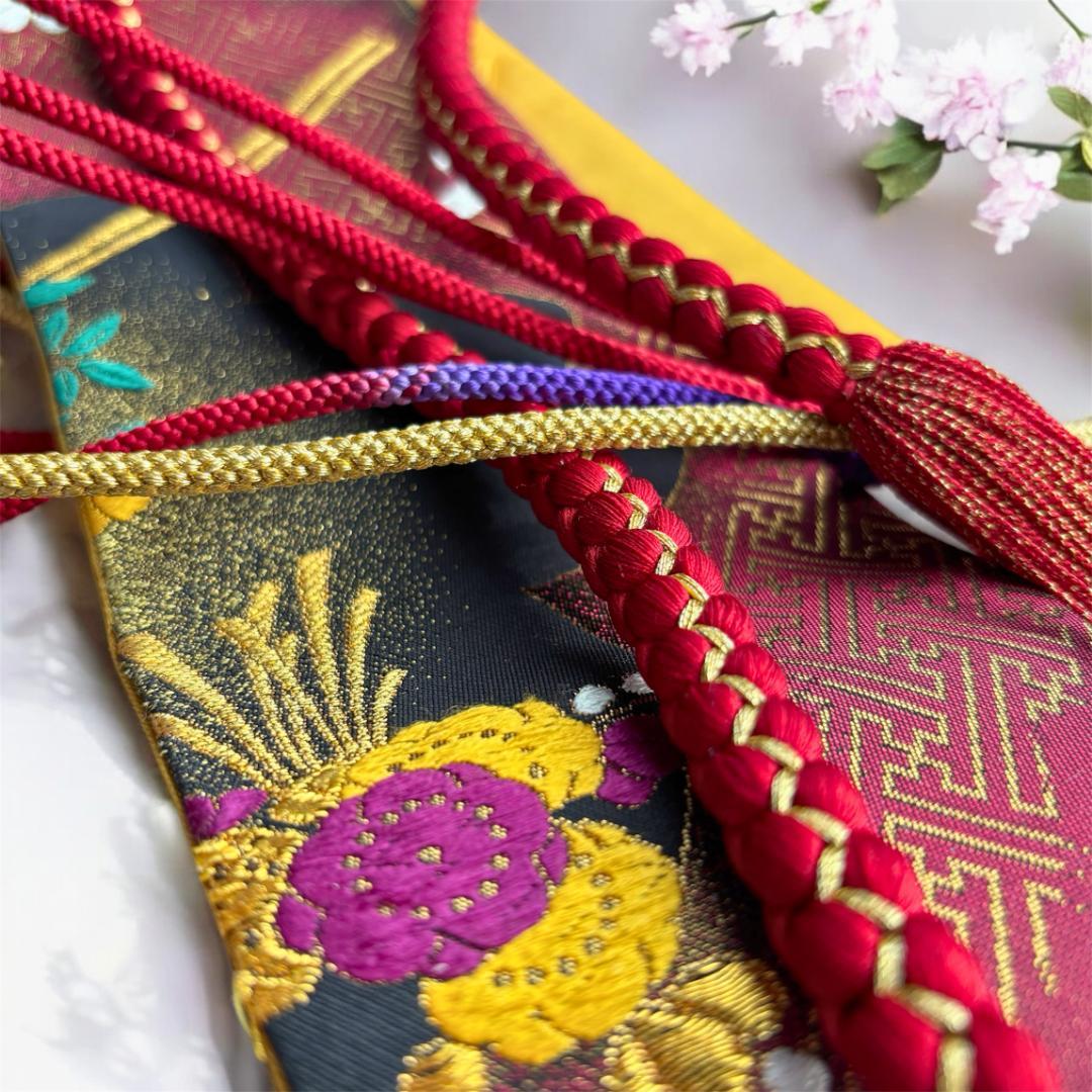 【くぅちゃん】クロスサッシュベルト＊帯締め一体型｜袋帯リメイク 帯締め3種