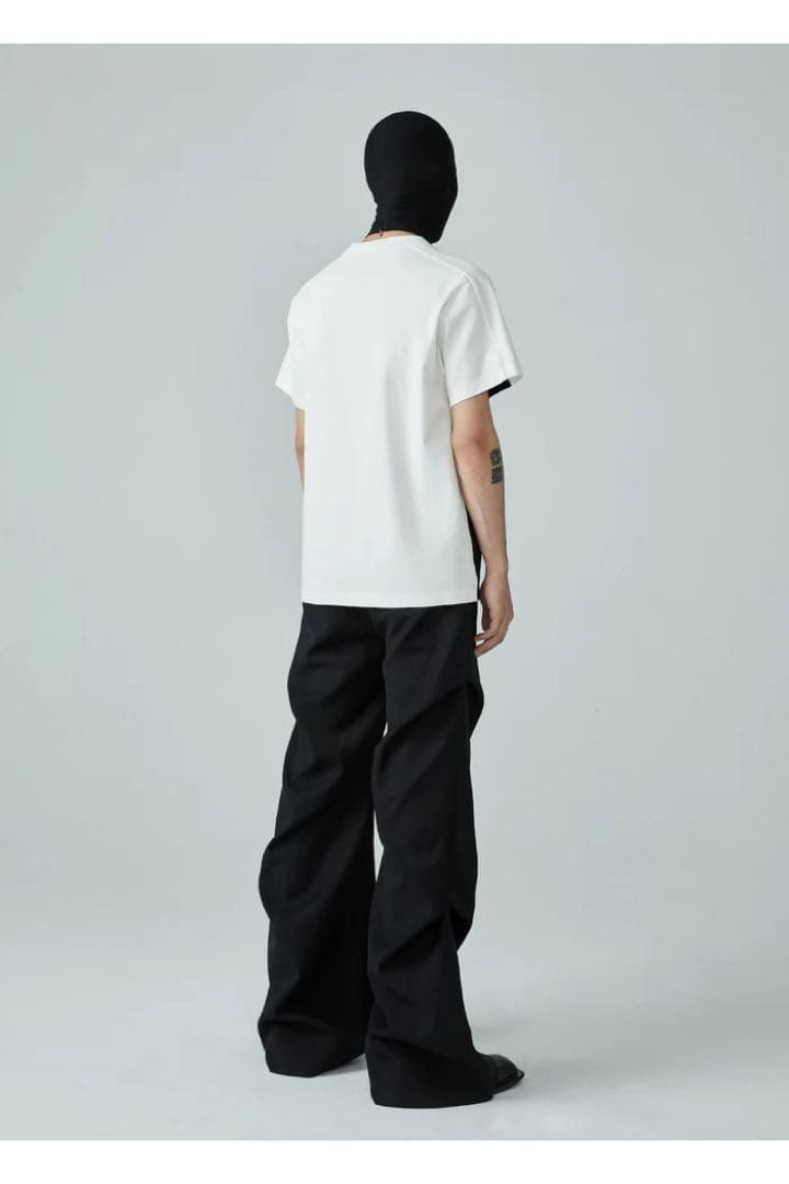 FRKM SCD フレアパンツ　ブラック　変形　タック　スラックス　 Sサイズ