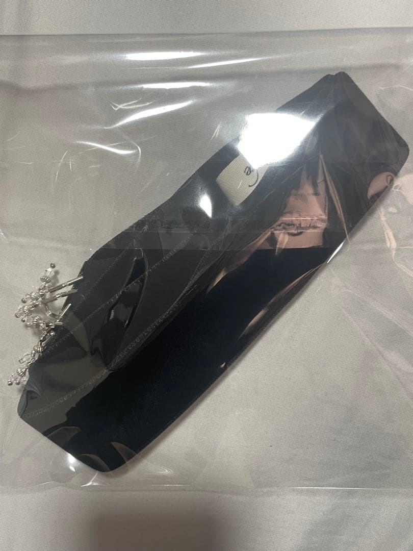 crystal silver tip velvet long ribbon 黒