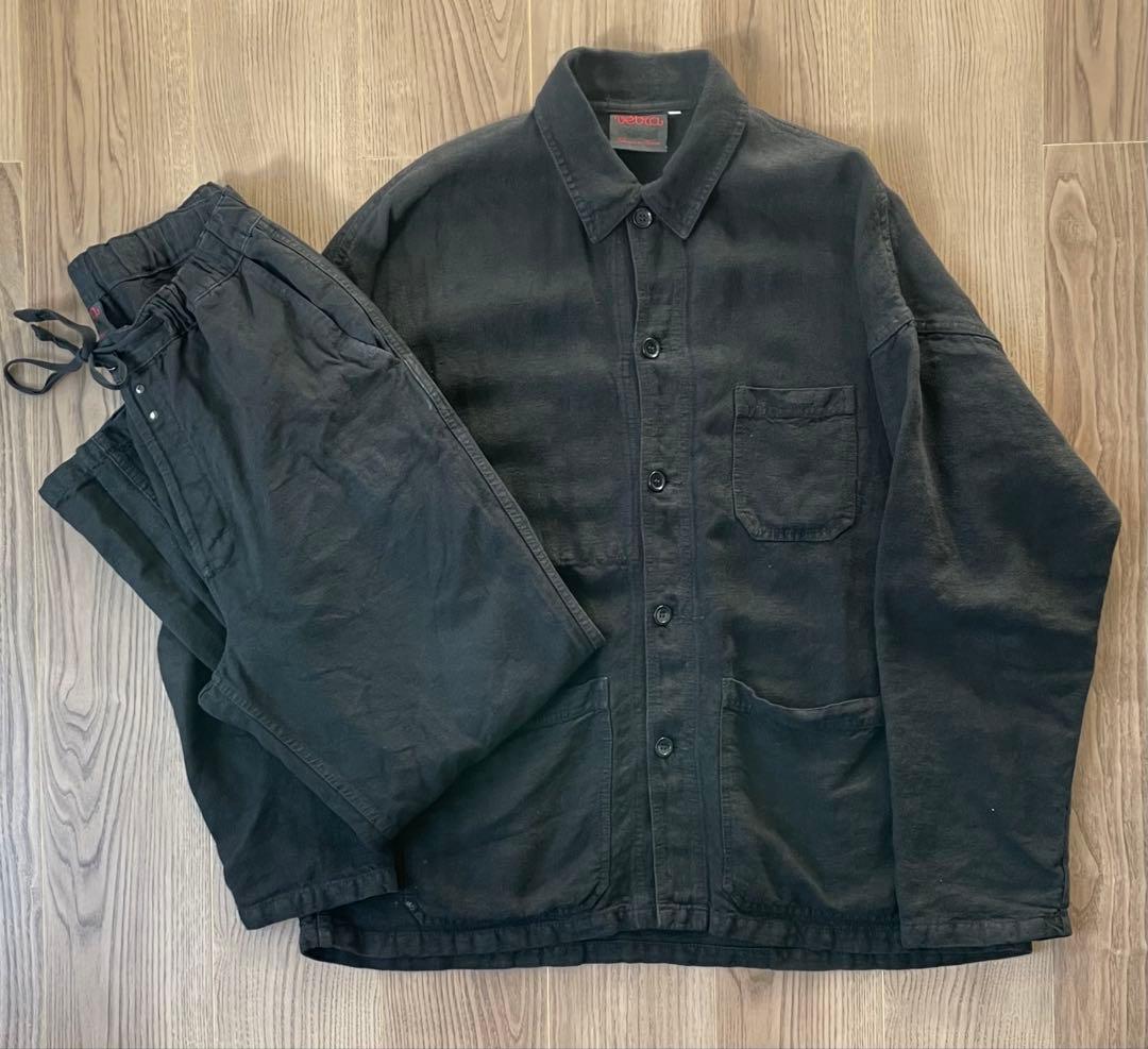 べトラ　リネン ブラック　フランス ビンテージ　ユーロ　モールスキン