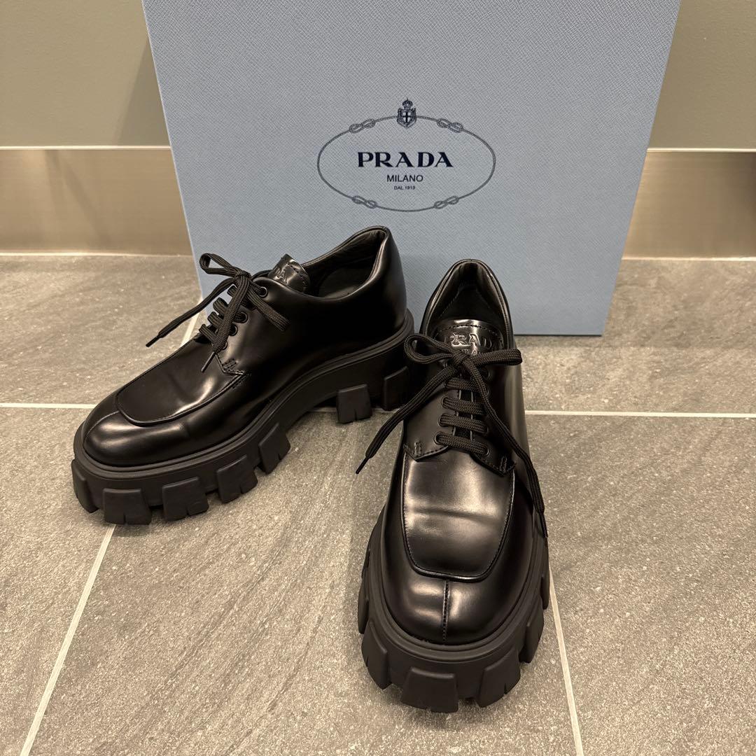 PRADA モノリスレースアップシューズ レザー 25.5cm