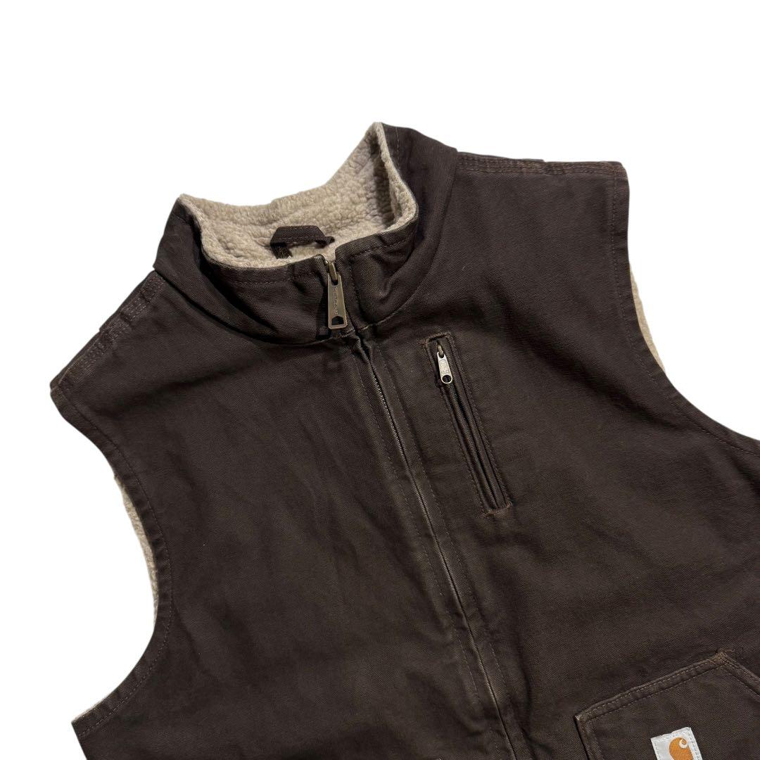 カーハート ダックベスト 裏ボア フルジップ ワークウェア ビンテージ USA