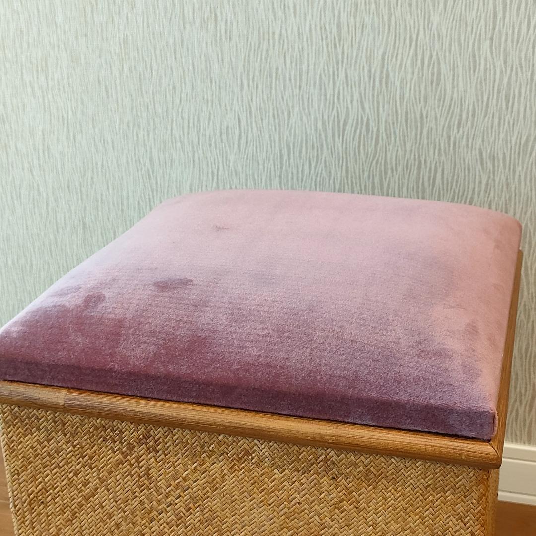 ラタン　机　スツール付き　 引出し７杯　書机