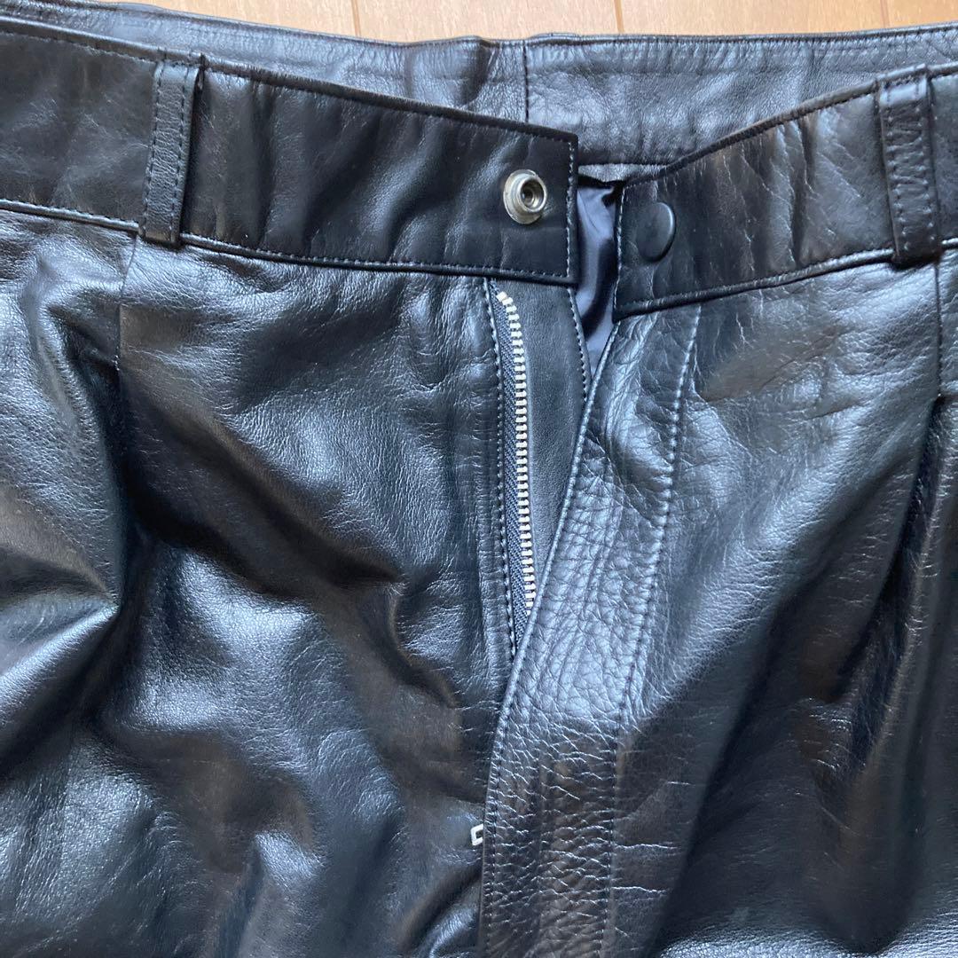 本革　牛革　レザーパンツ　黒　大きいサイズ　w91 Y2K 古着