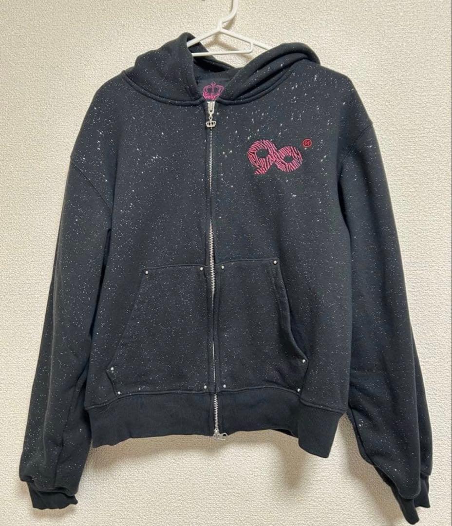 9090 girl Logo Glitter Zip Hoodie Mサイズ